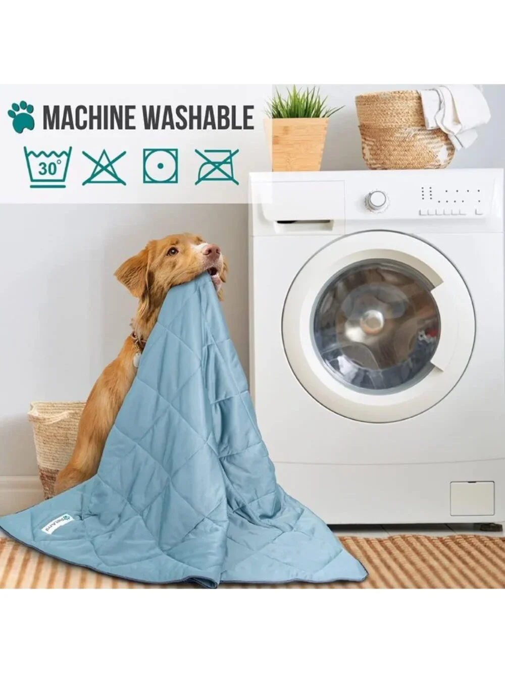 Lightweight Cooling Dog Blanket for Pets, Queen Size 90x90, Soft Blue Color